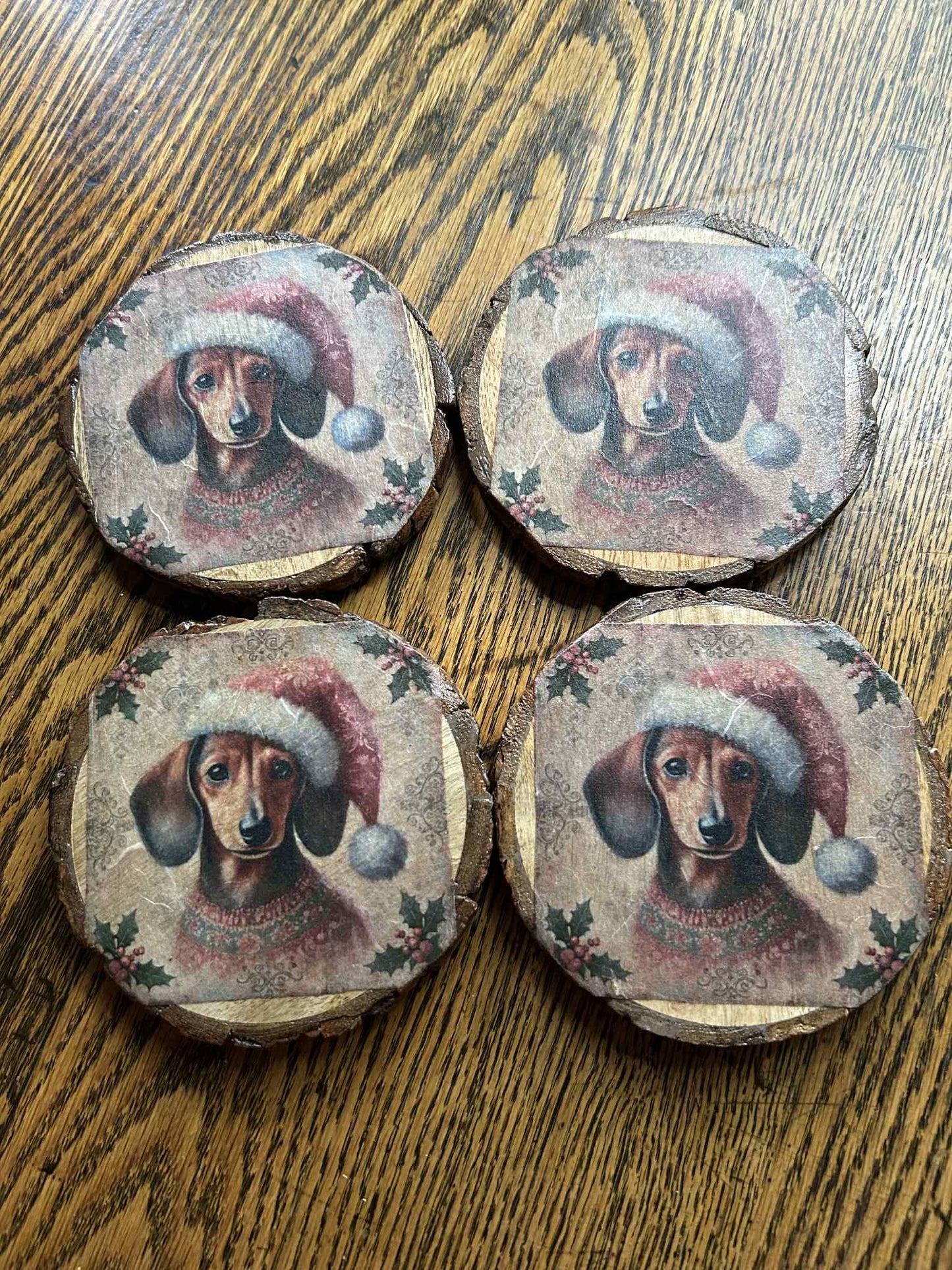 Dachshund Christmas Coaster Set