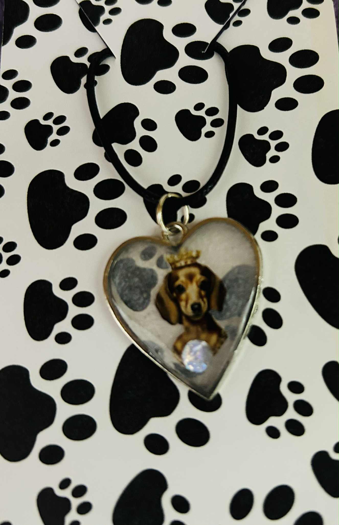 Dachshund Heart Resin Necklace