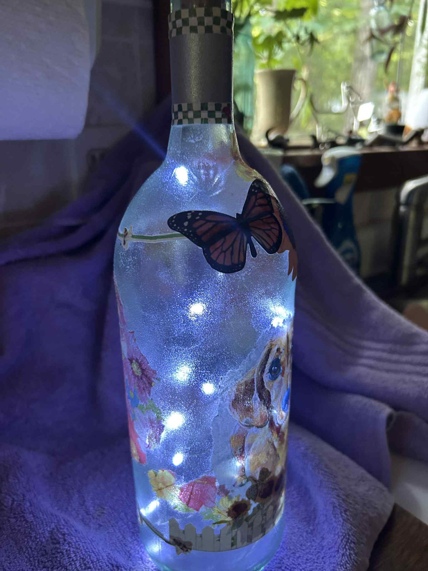 Lighted Dachshund Sunflower Bottle