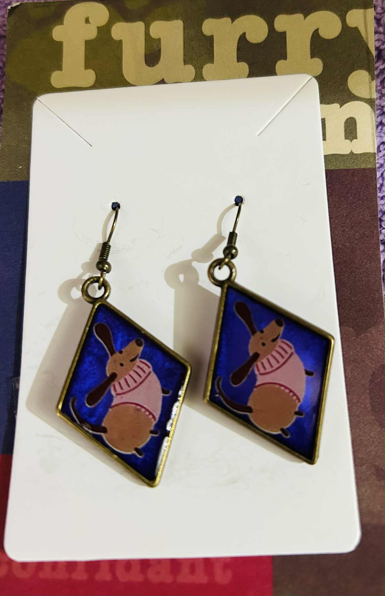 Pink Sweater Dachshund Earrings