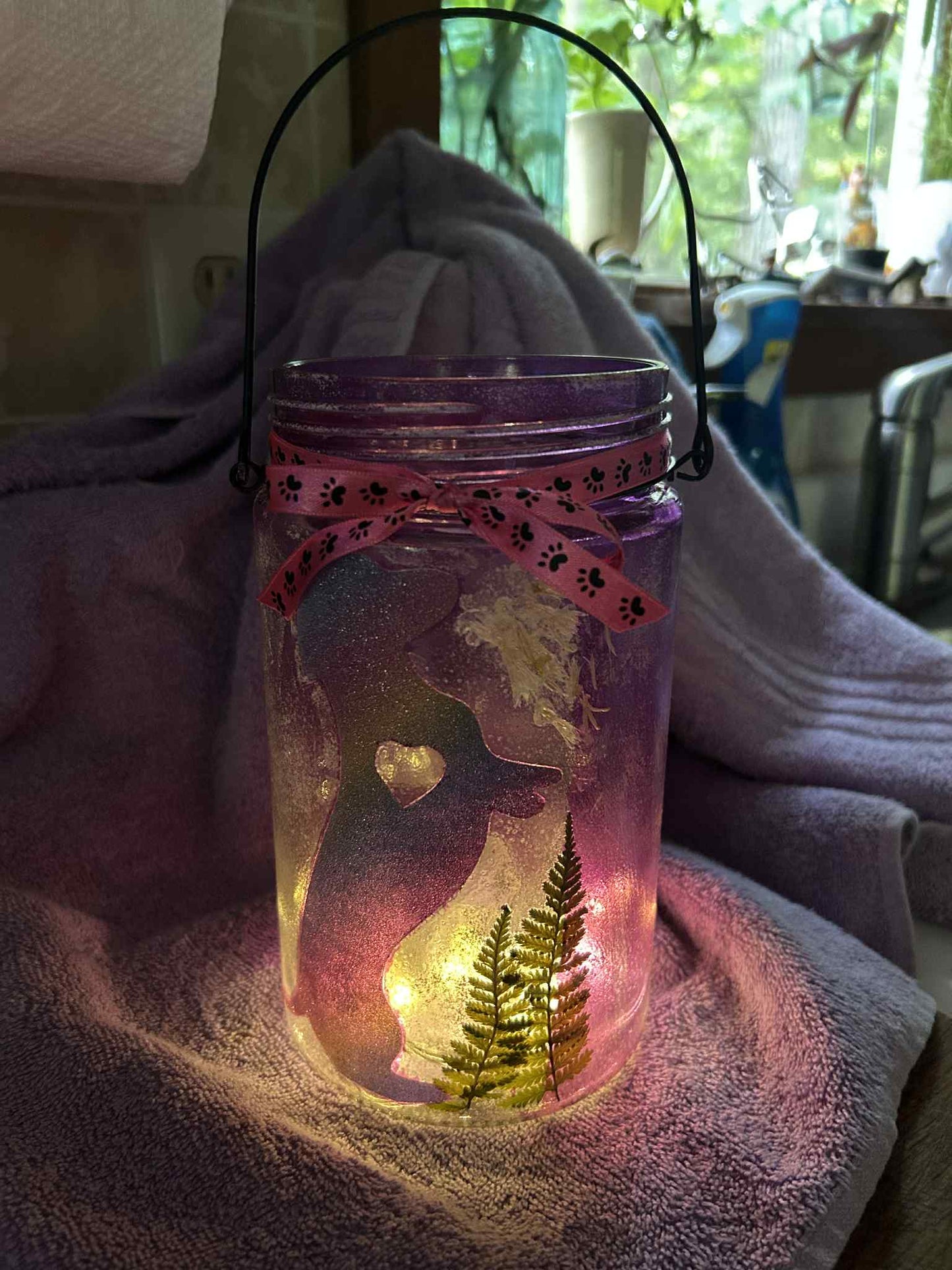 Hanging Dachshund Lighted Mason Jar