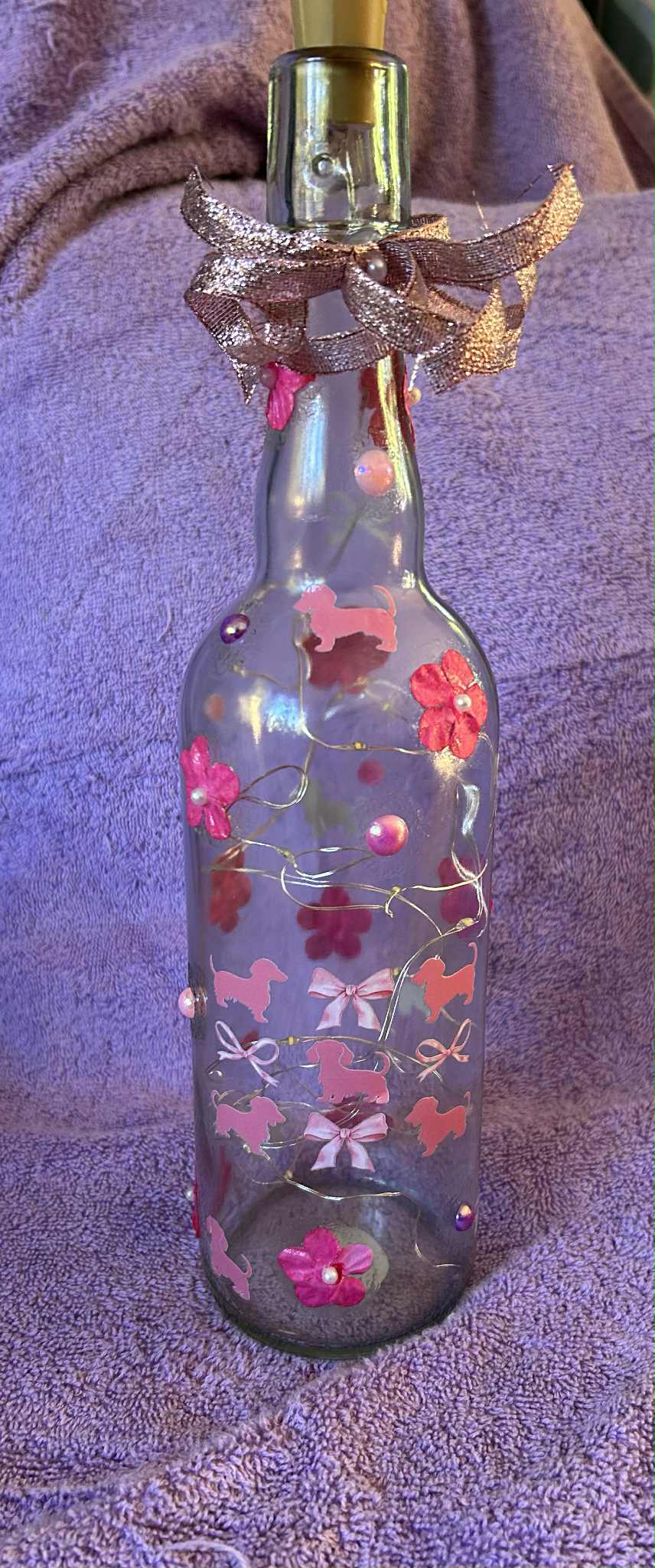 Pretty in Pink Lighted Dachshund Bottle
