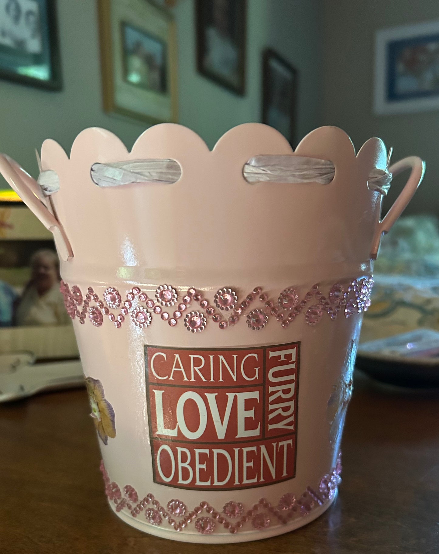 Pink Bling Dachshund Plant Holder