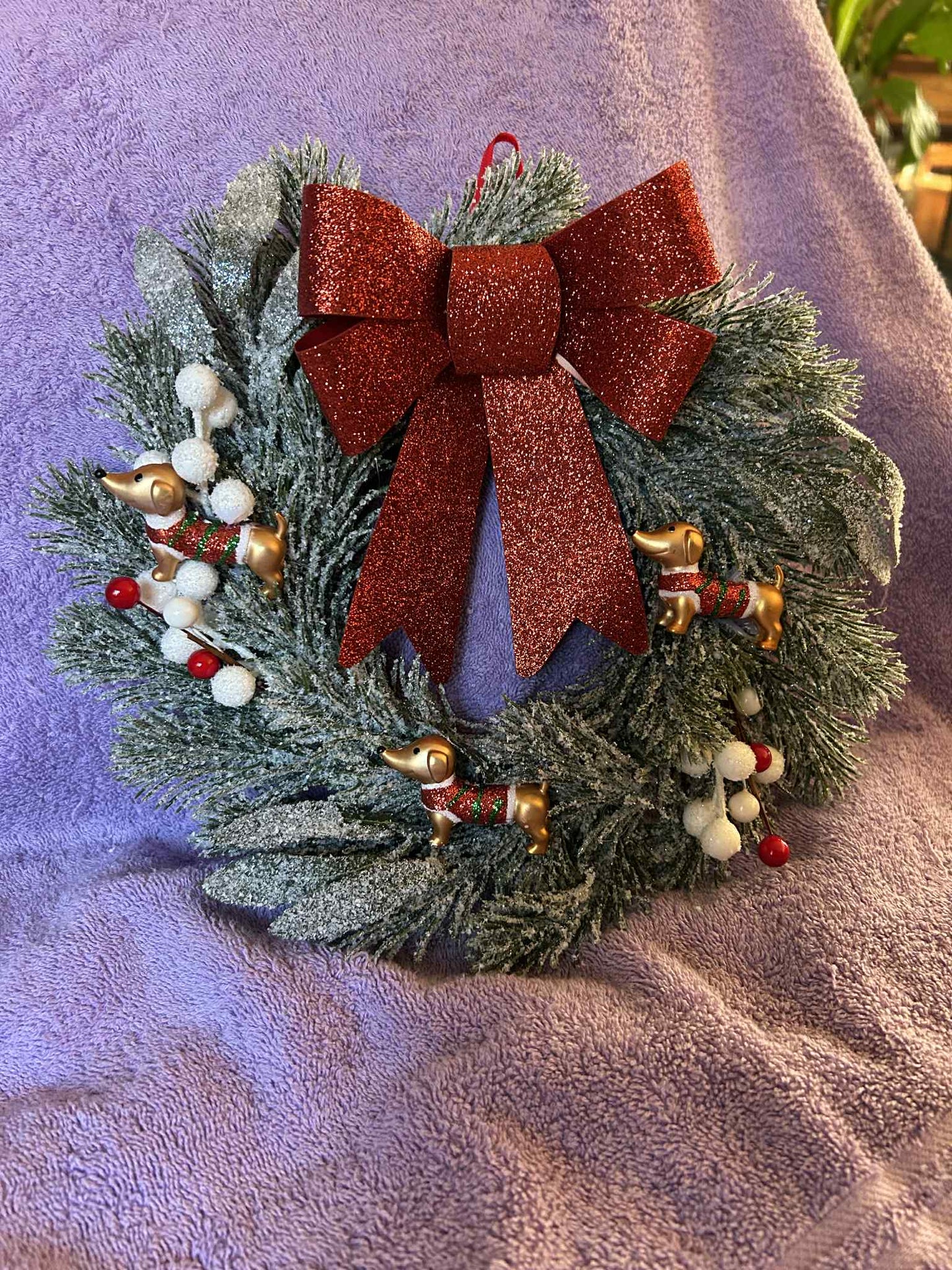 Dachshund Christmas Wreath (multi)