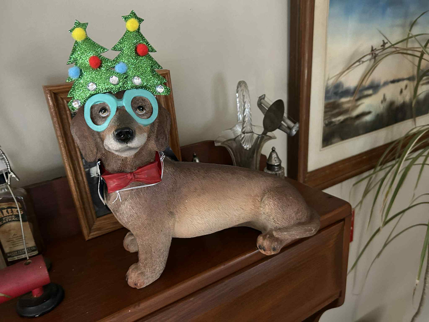 Christmas Tree Dachshund Statue
