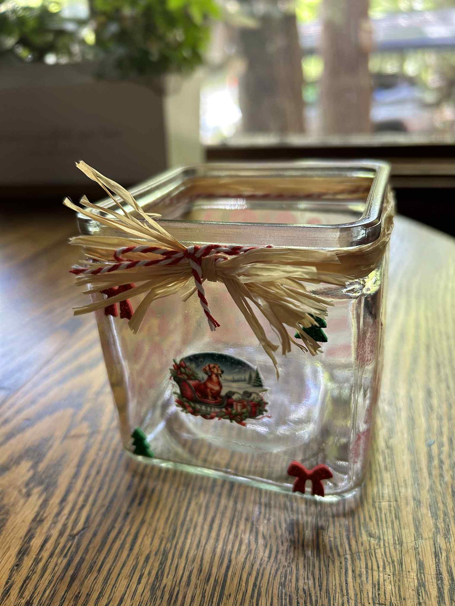 Dachshund Christmas Candle or Candy Jar