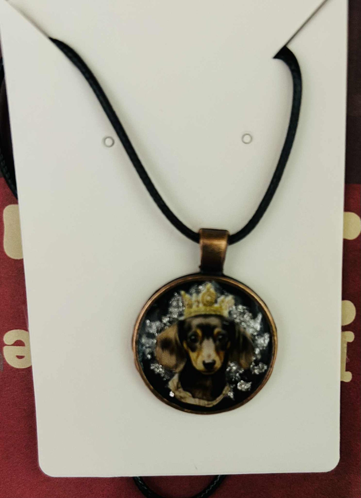 Round Dachshund Resin Pendant