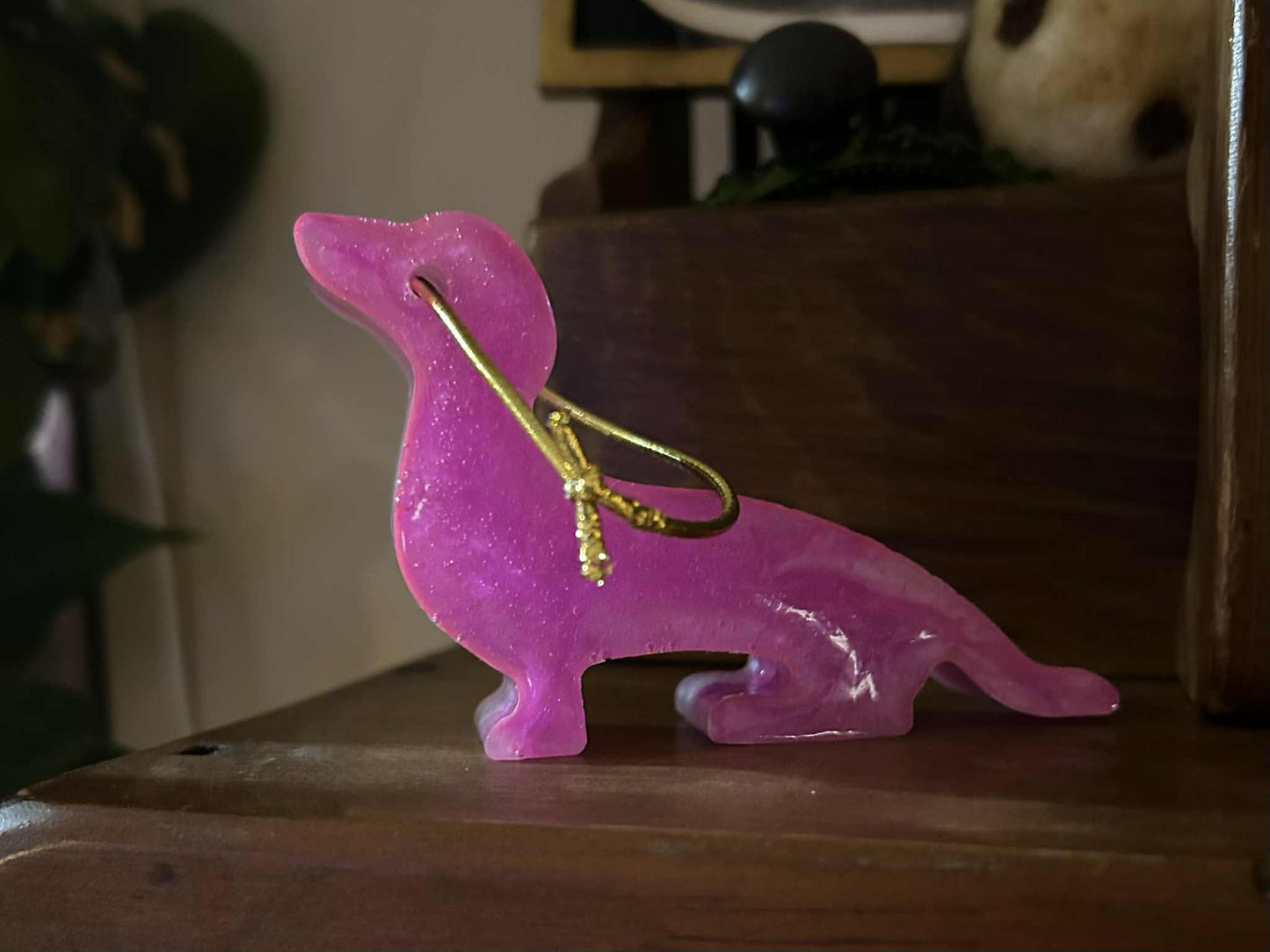 Pink Resin Dachshund Ornament