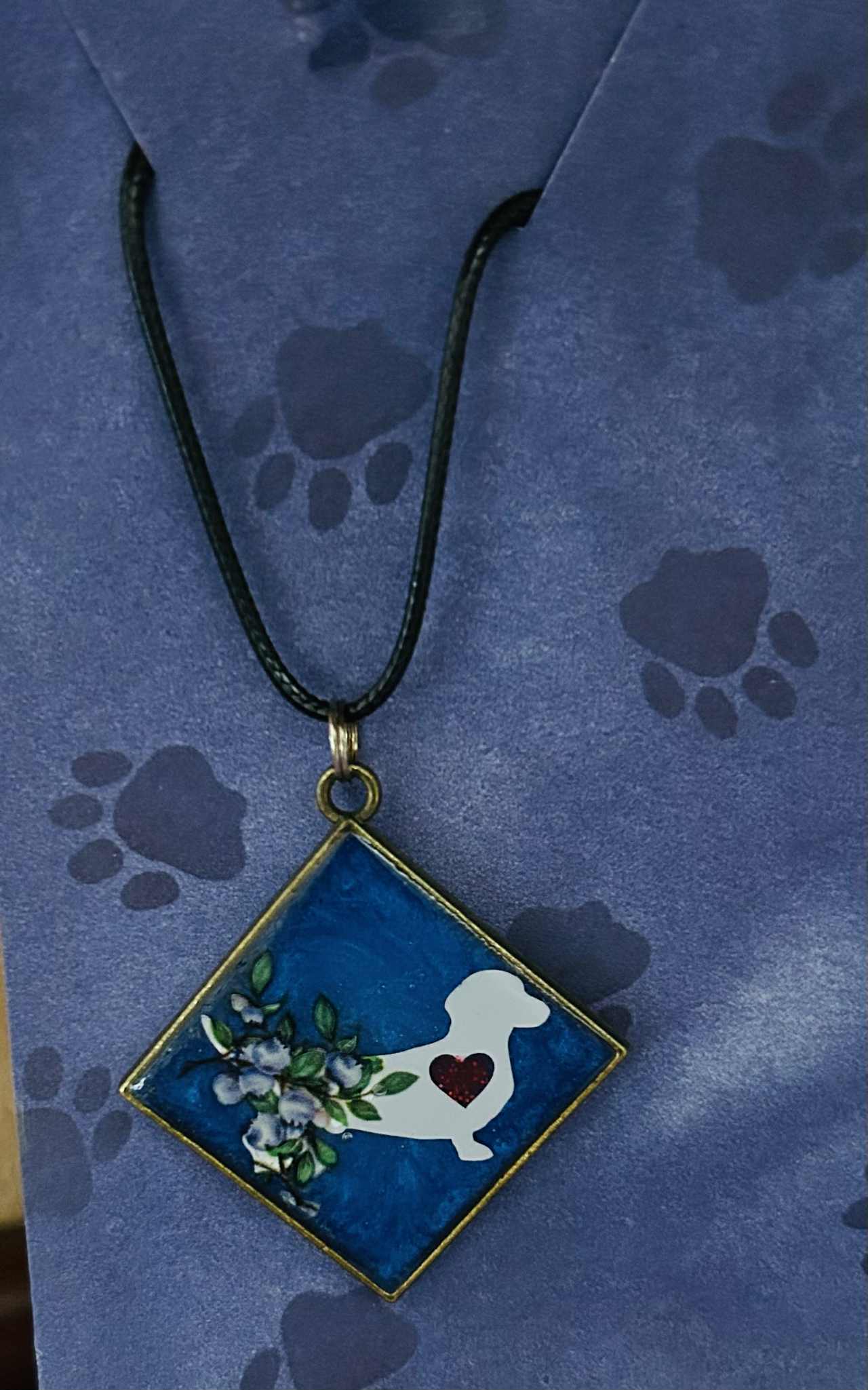 Dachshund Triangle Resin Pendant