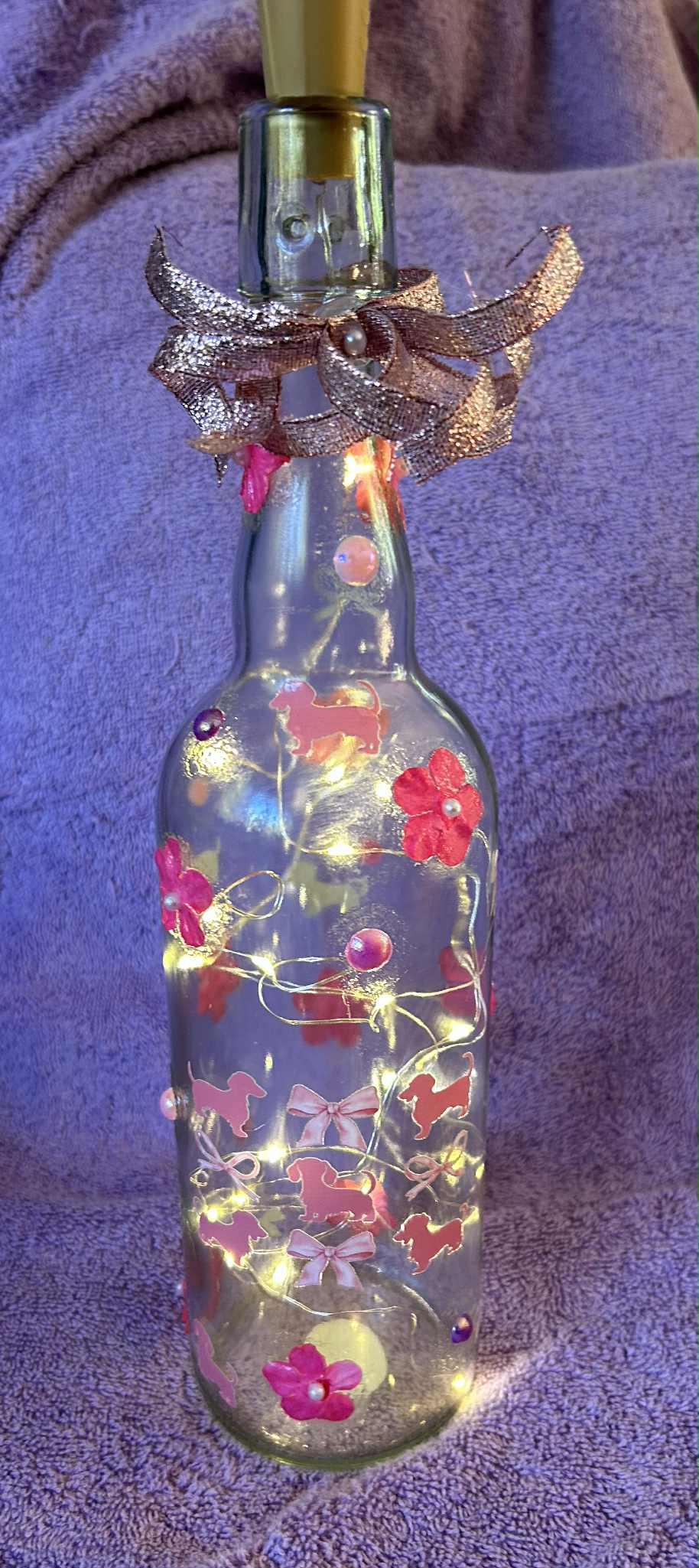 Pretty in Pink Lighted Dachshund Bottle