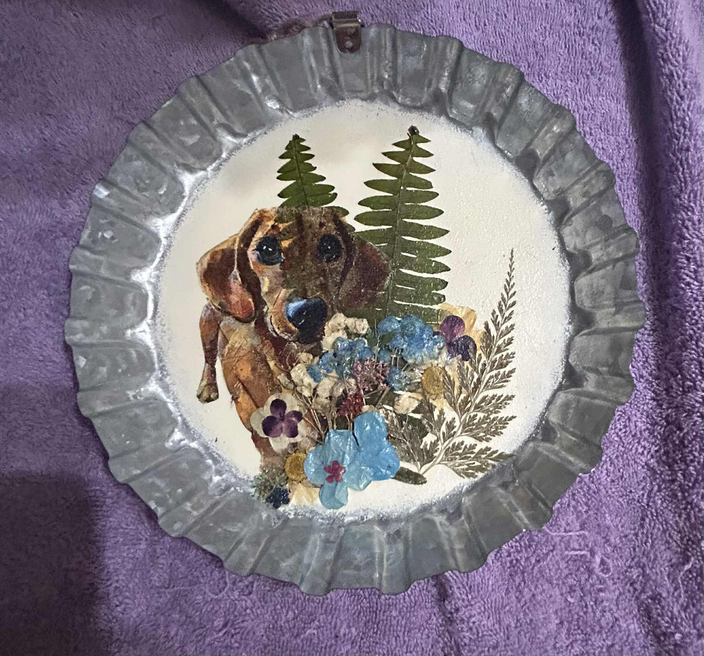 Dachshund & Flowers Metal Hangar