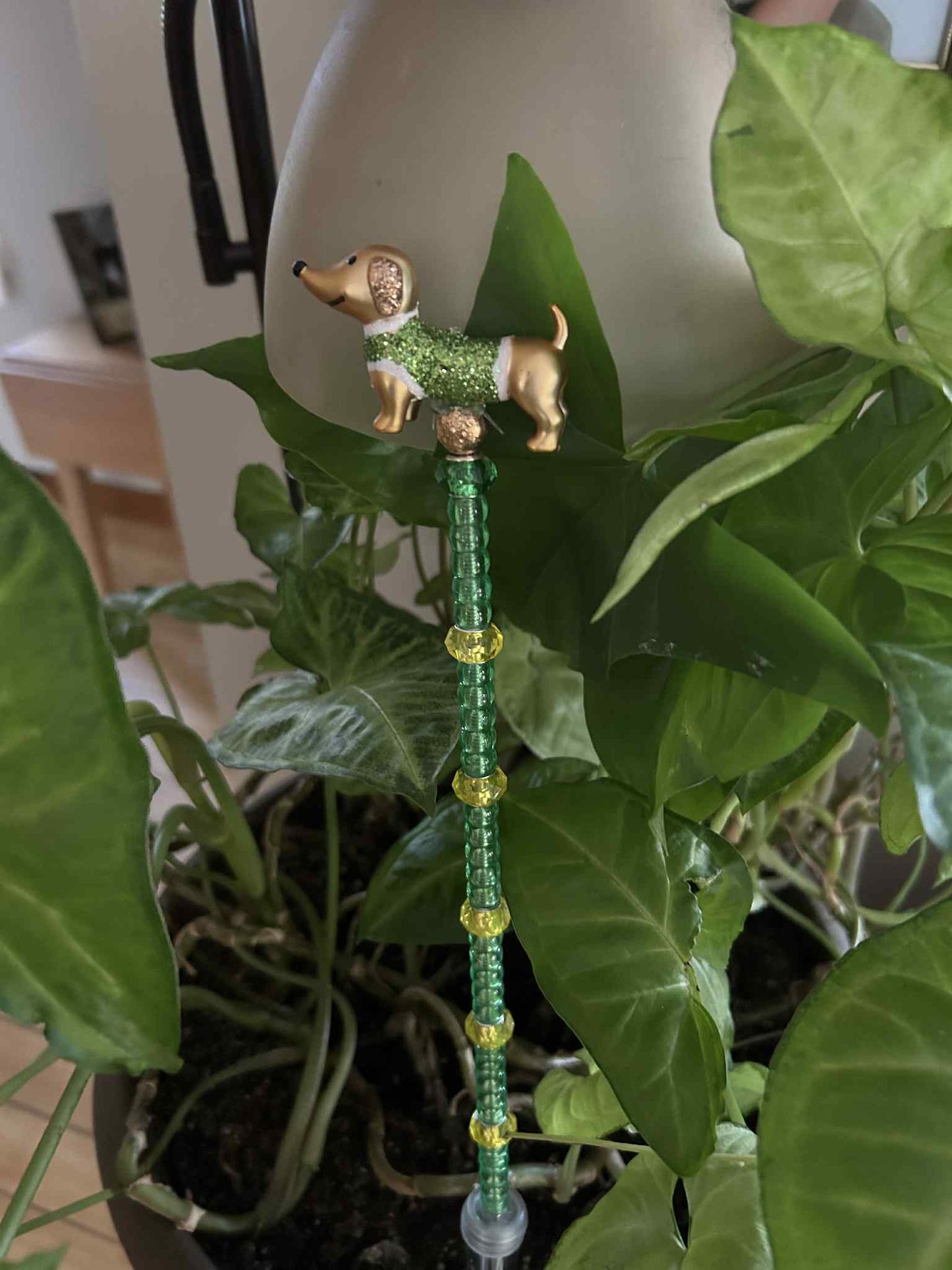Beaded Dachshund Plant Stake