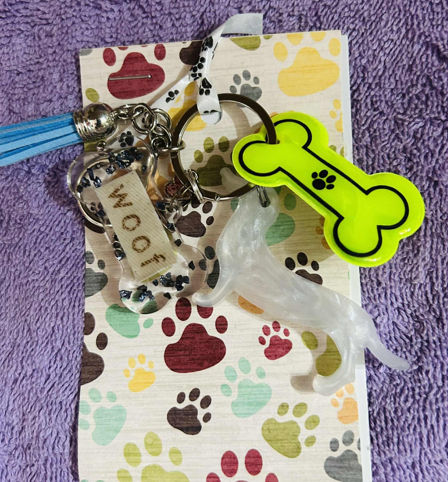 White Dachshund Keychain/Bag Charm