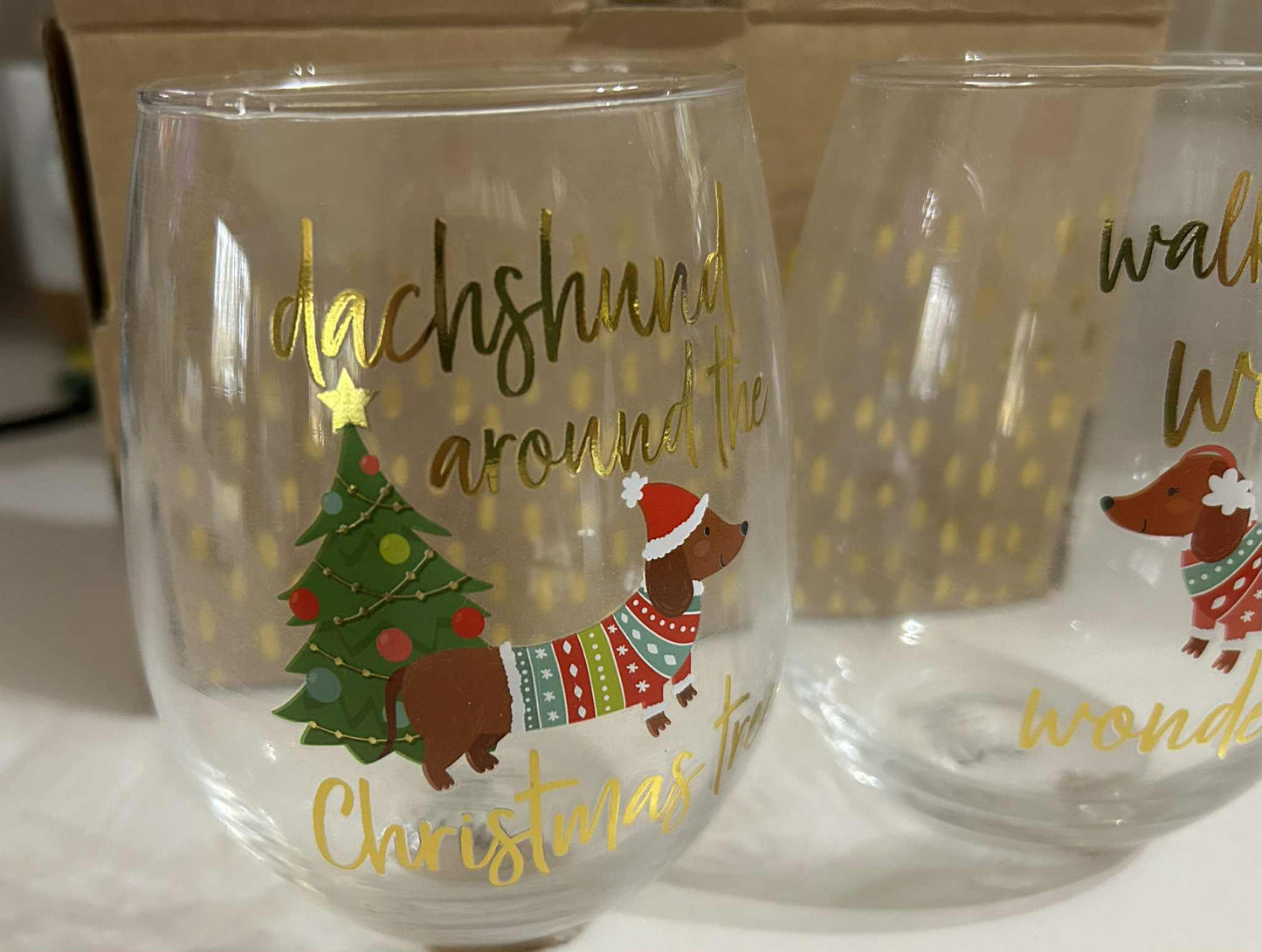 Dachshund Stemless Wine Glasses