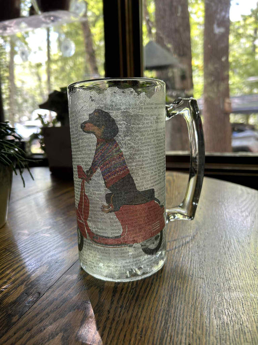 Dachshund Riding Scooter Beer Mug