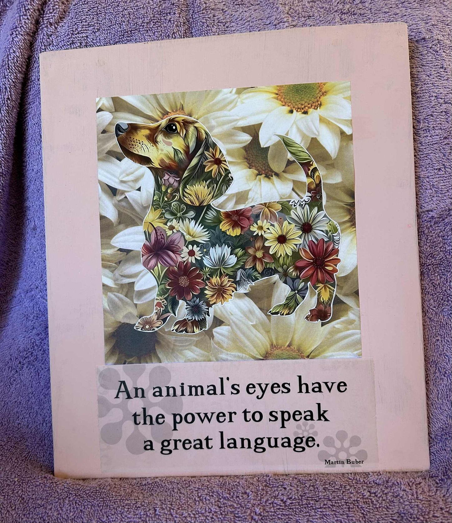 Flowered Dachshund Metal Sign