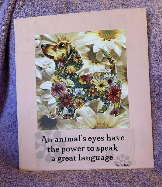 Flowered Dachshund Metal Sign