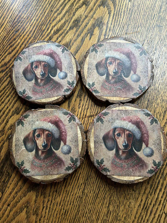 Dachshund Christmas Coaster Set