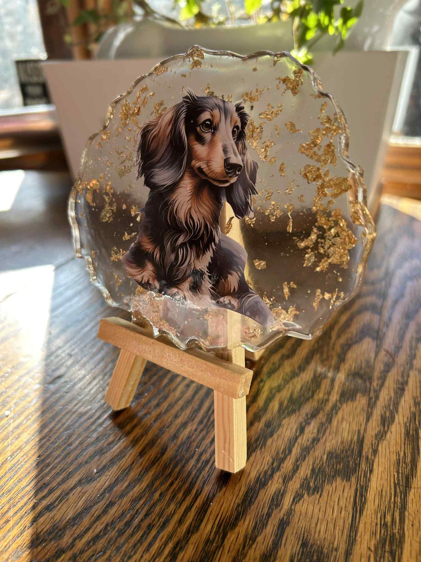 Long Hair Dachshund Resin Decoration