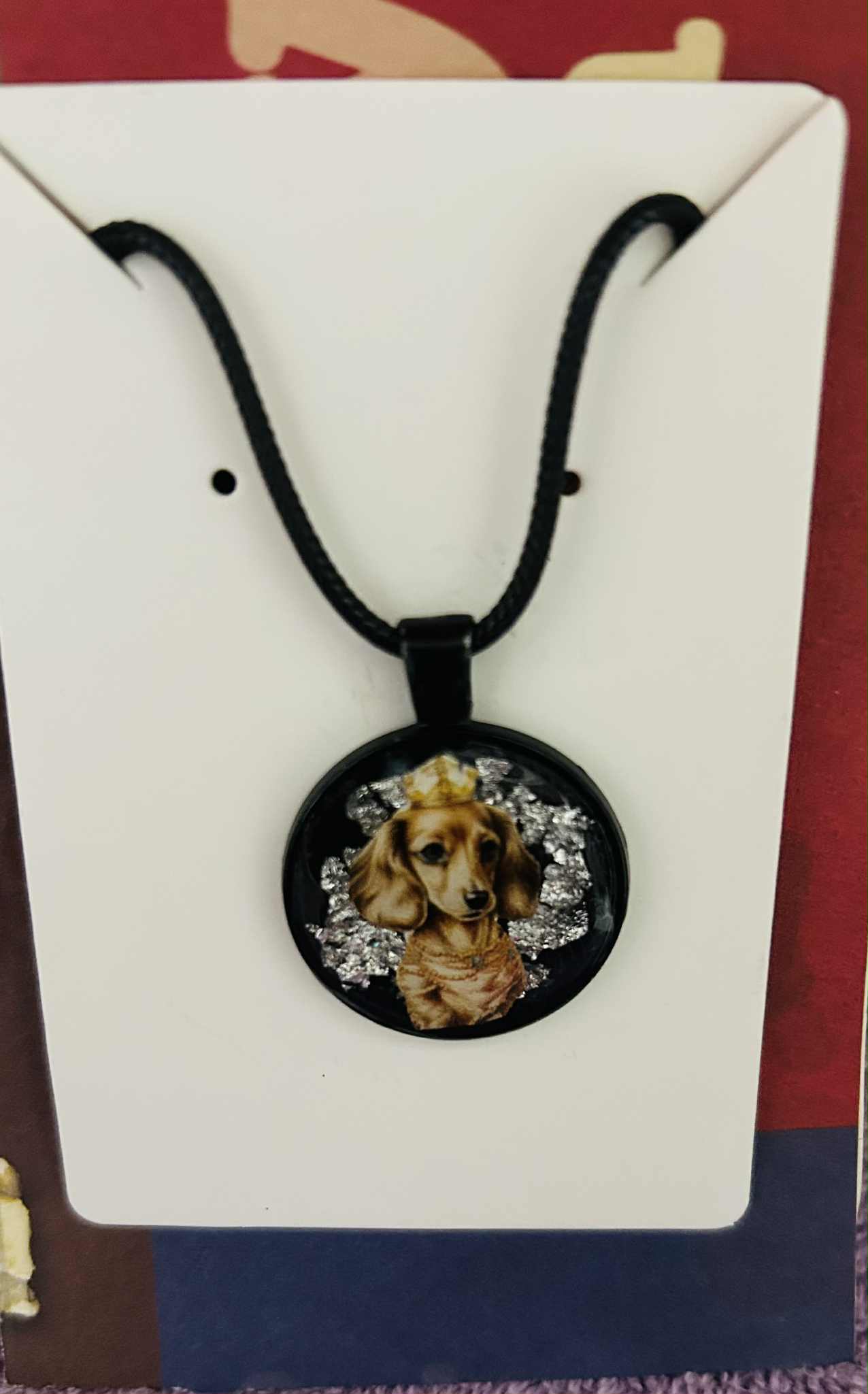 Round Dachshund Resin Pendant