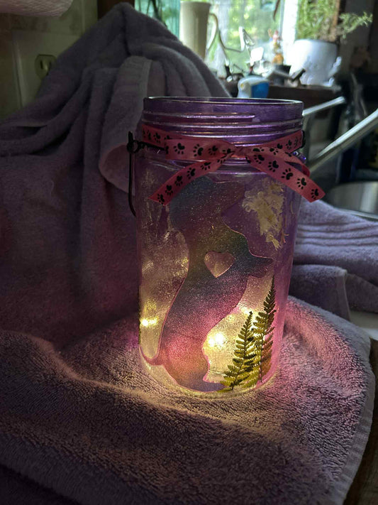 Hanging Dachshund Lighted Mason Jar