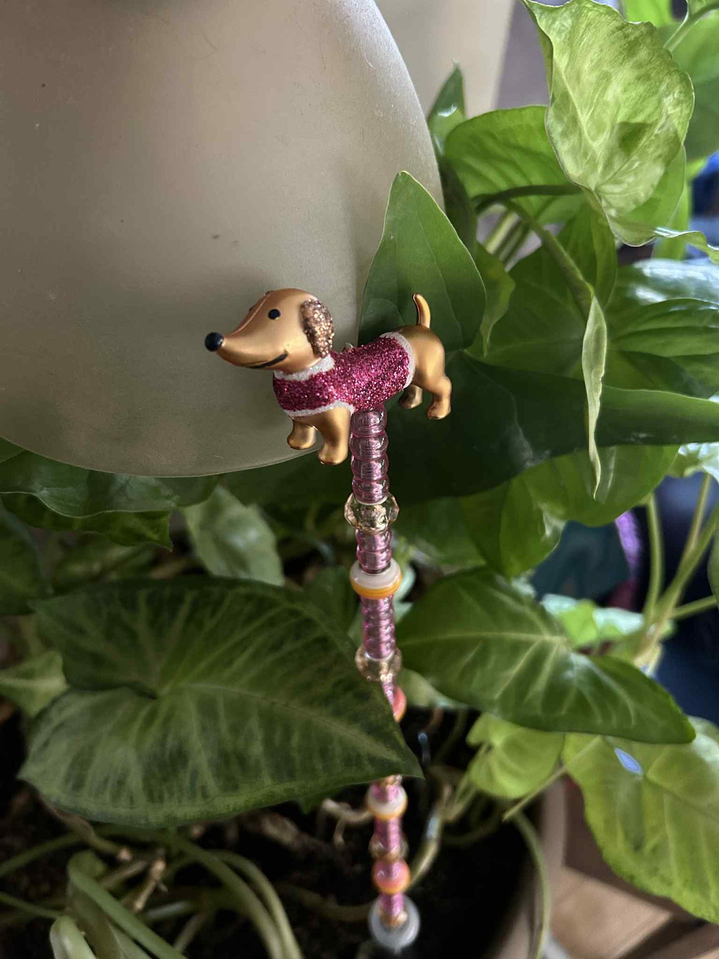 Beaded Dachshund Plant Stake