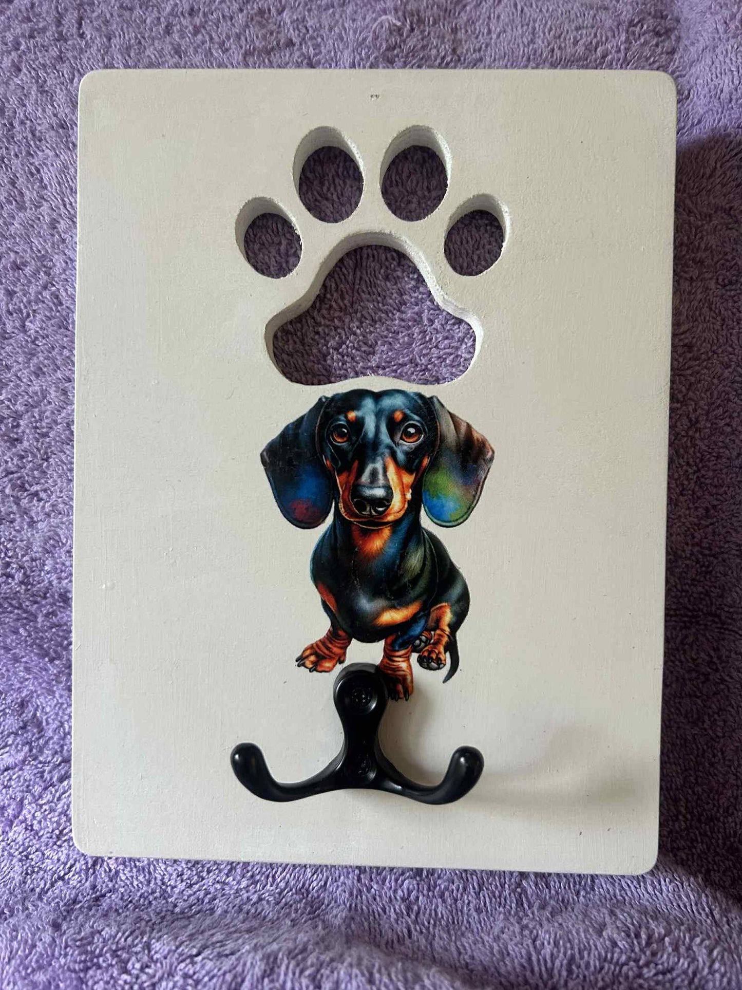 White Dachshund Leash Hook