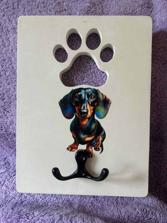 White Dachshund Leash Hook