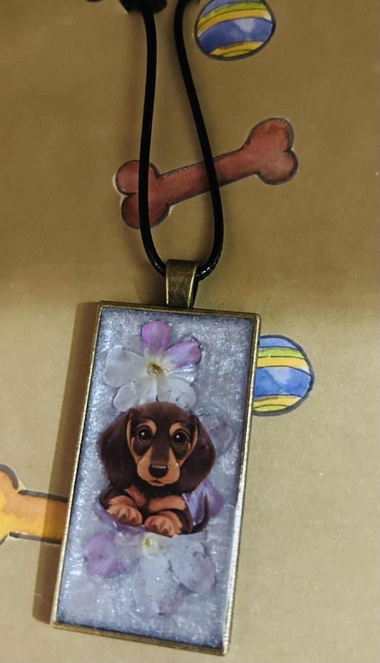 Dachshund Pendant Resin Necklace