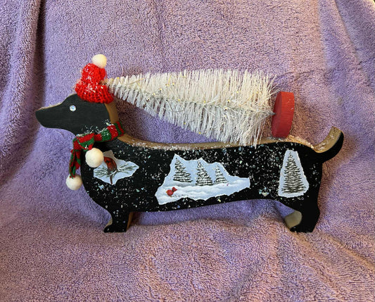 Snowy Scene Lighted Dachshund (0103)