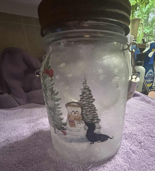 Dachshund Christmas Lighted Jar
