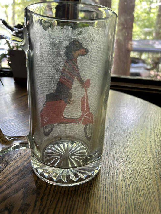 Dachshund Riding Scooter Beer Mug