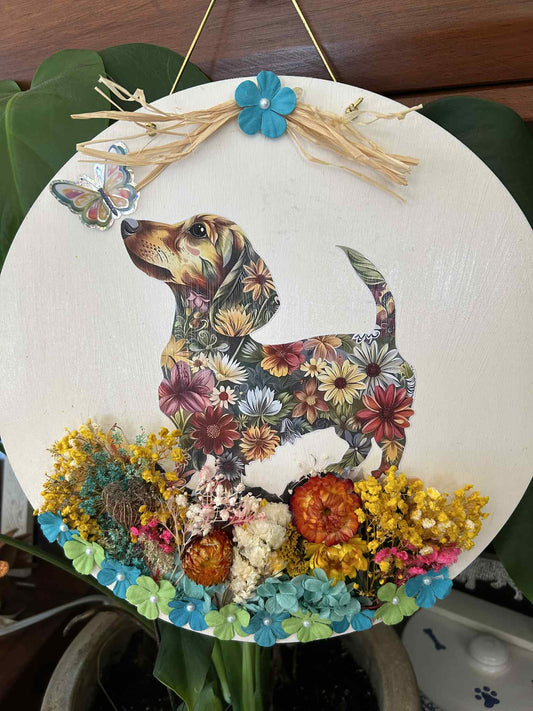 Flowered Dachshund Hanging Picture