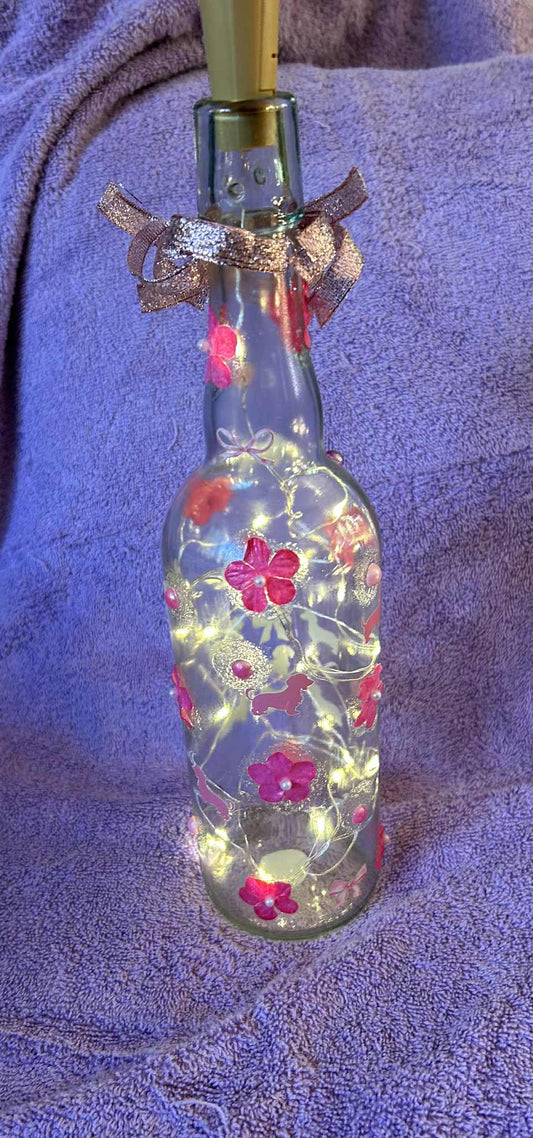 Pretty in Pink Lighted Dachshund Bottle