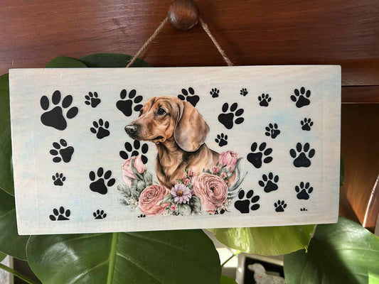 Pawprints & Roses Wooden Hangar