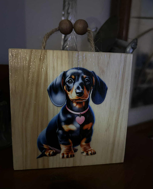Dachshund Puppy Wooden Hangar