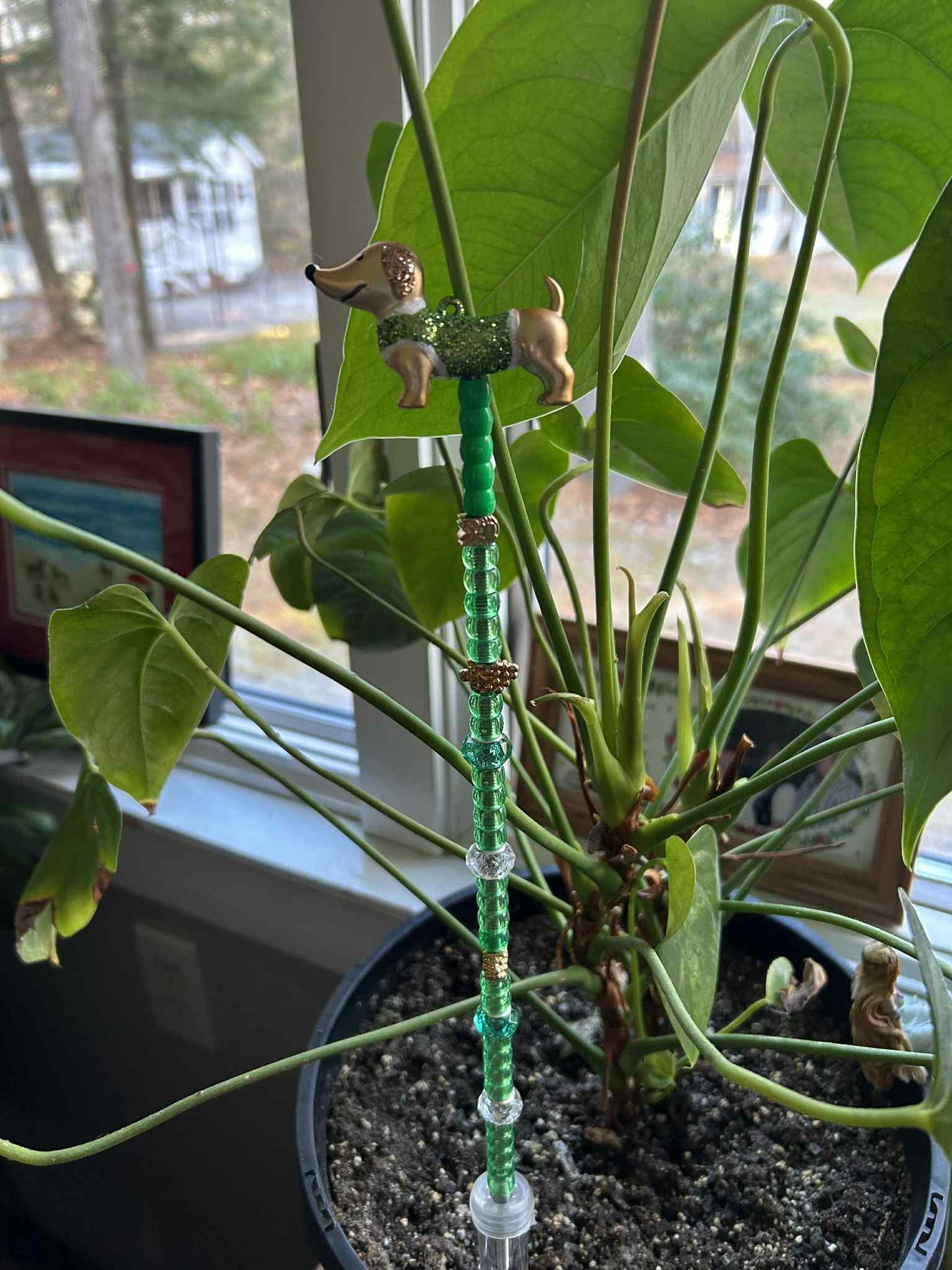 Beaded Dachshund Plant Stake