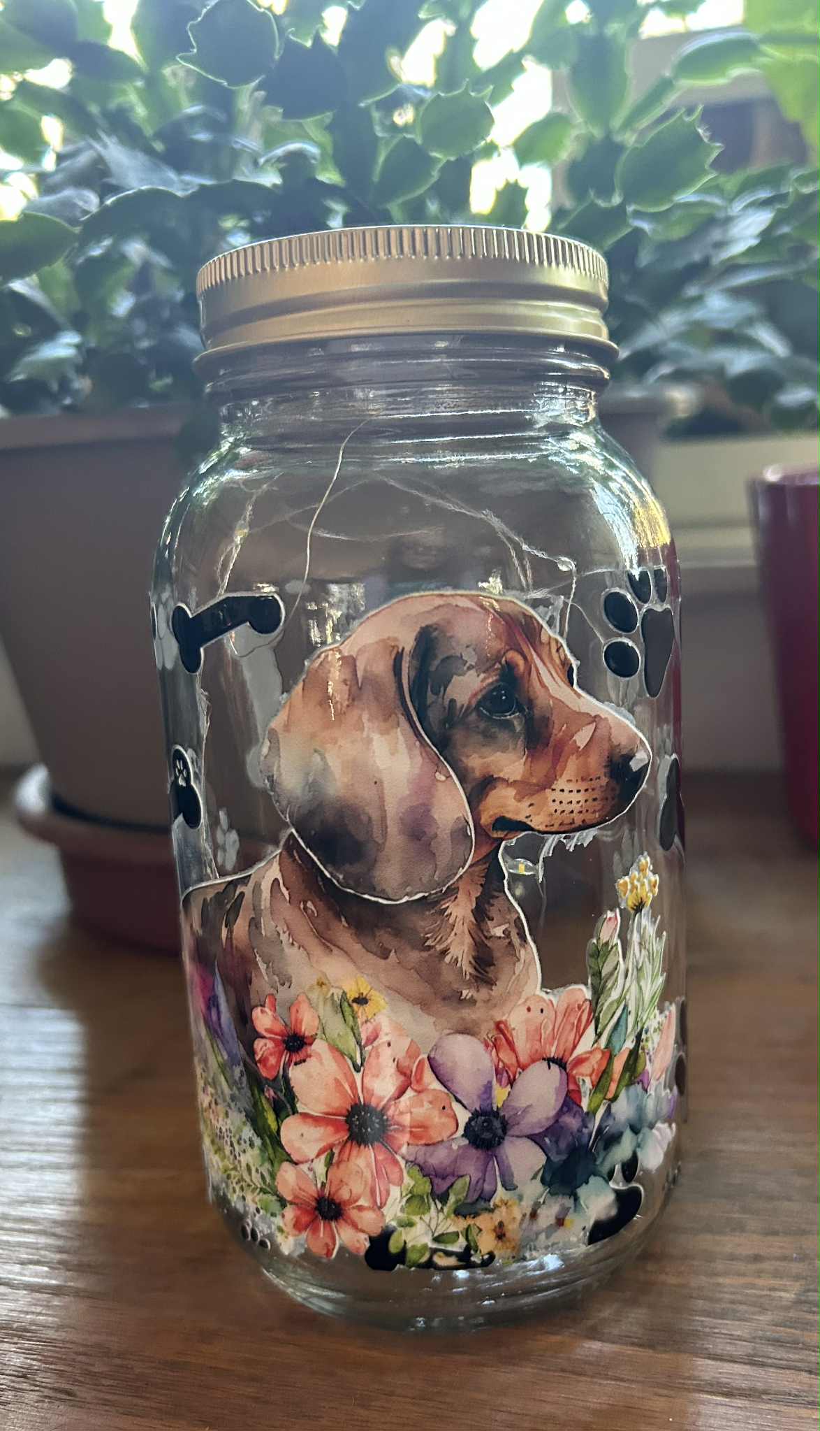 Lighted Dachshund Decorative Jar
