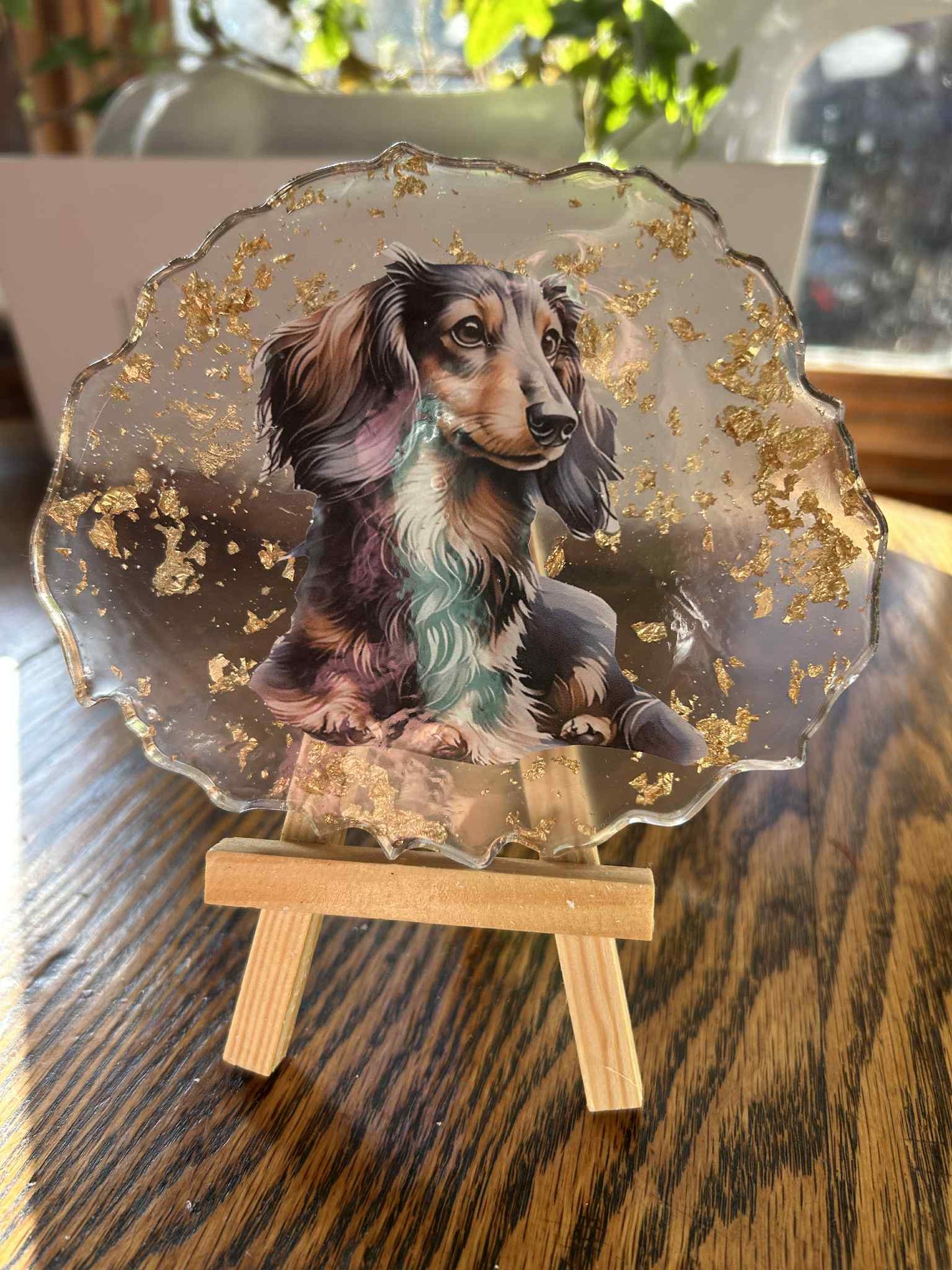 Long Hair Dachshund Resin Decoration