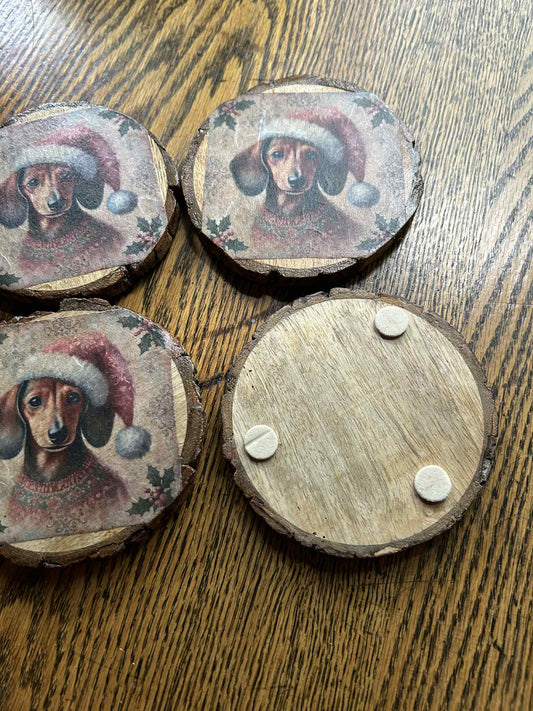 Dachshund Christmas Coaster Set
