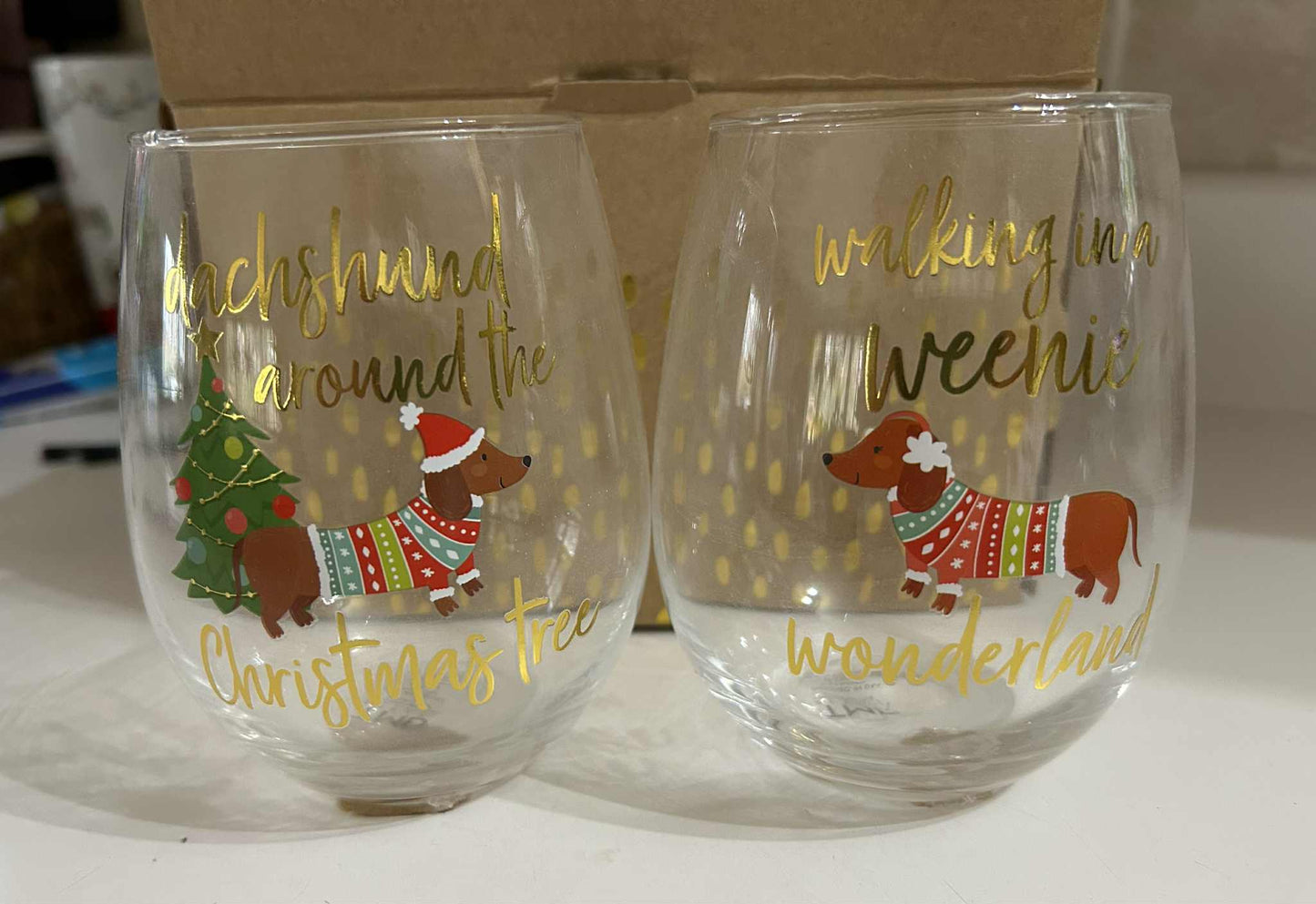 Dachshund Stemless Wine Glasses