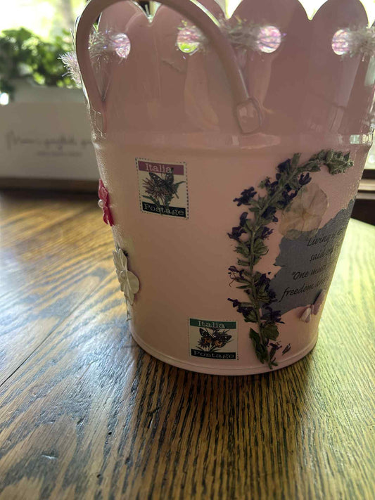 Dachshund Pink Butterfly Pail