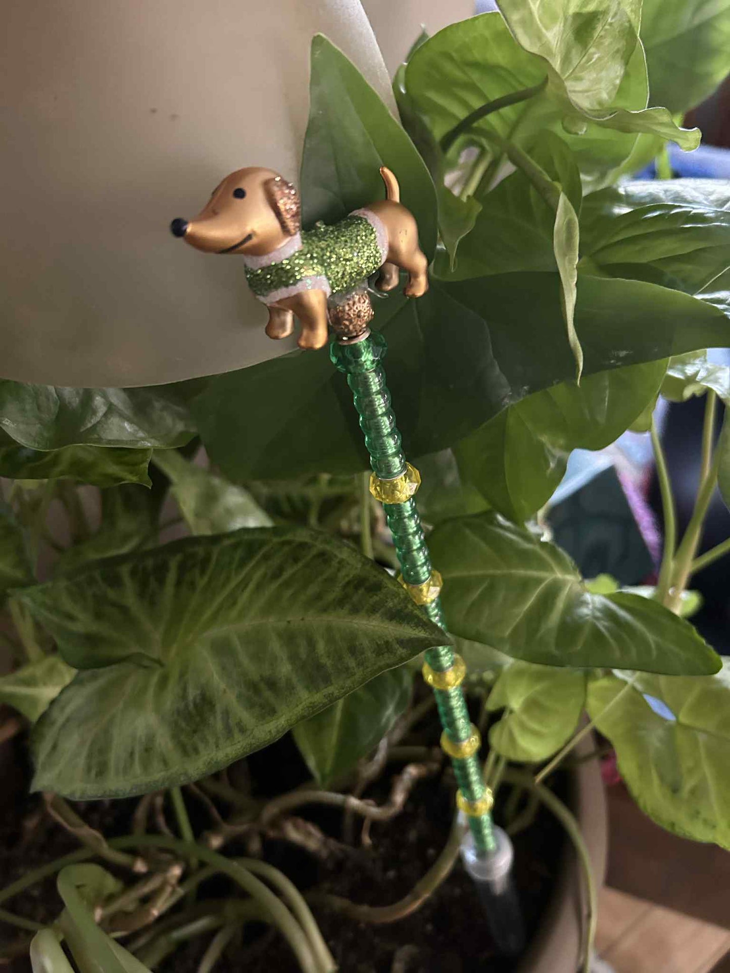 Beaded Dachshund Plant Stake