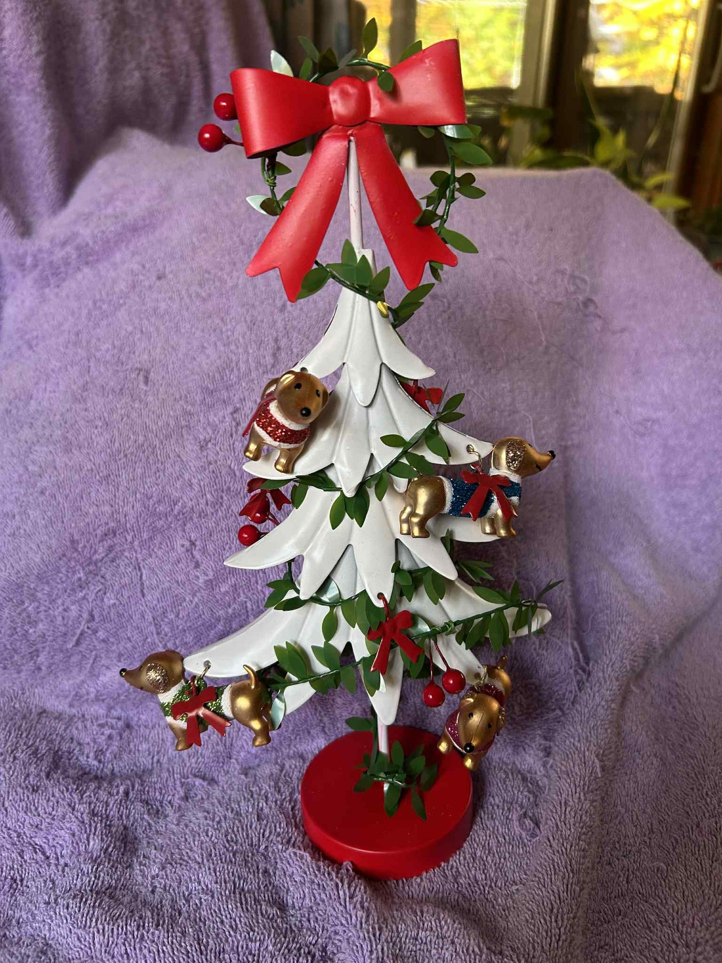 Metal Dachshund Christmas Tree
