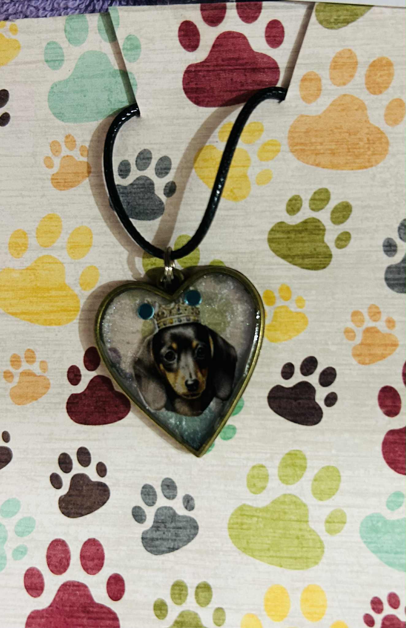 Dachshund Heart Resin Necklace