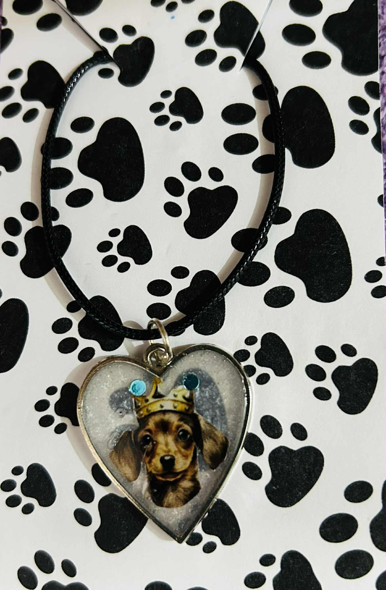 Dachshund Heart Resin Necklace
