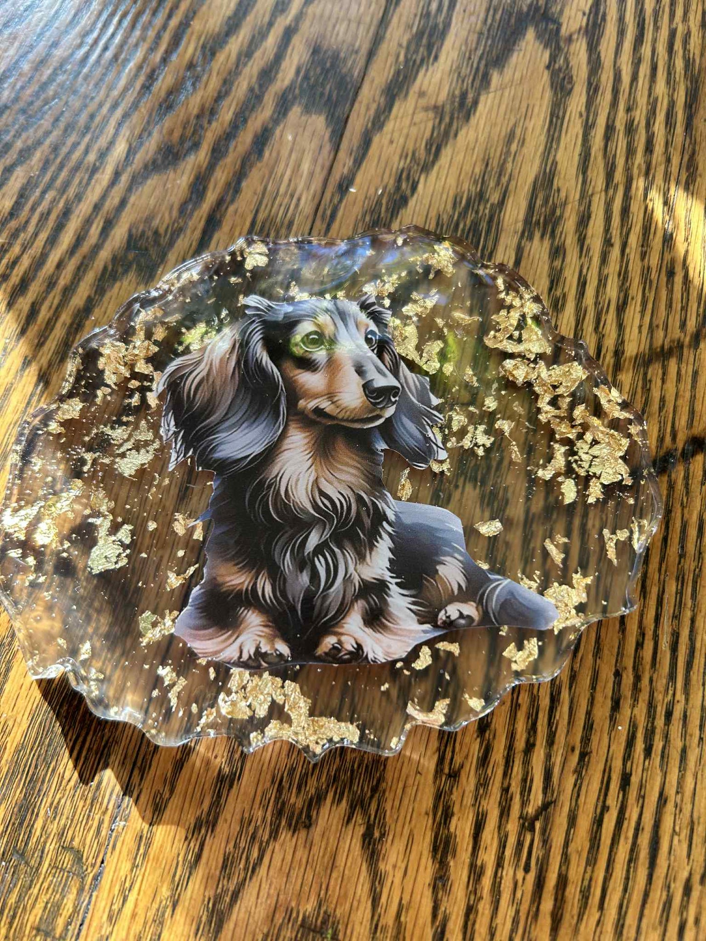Long Hair Dachshund Resin Decoration