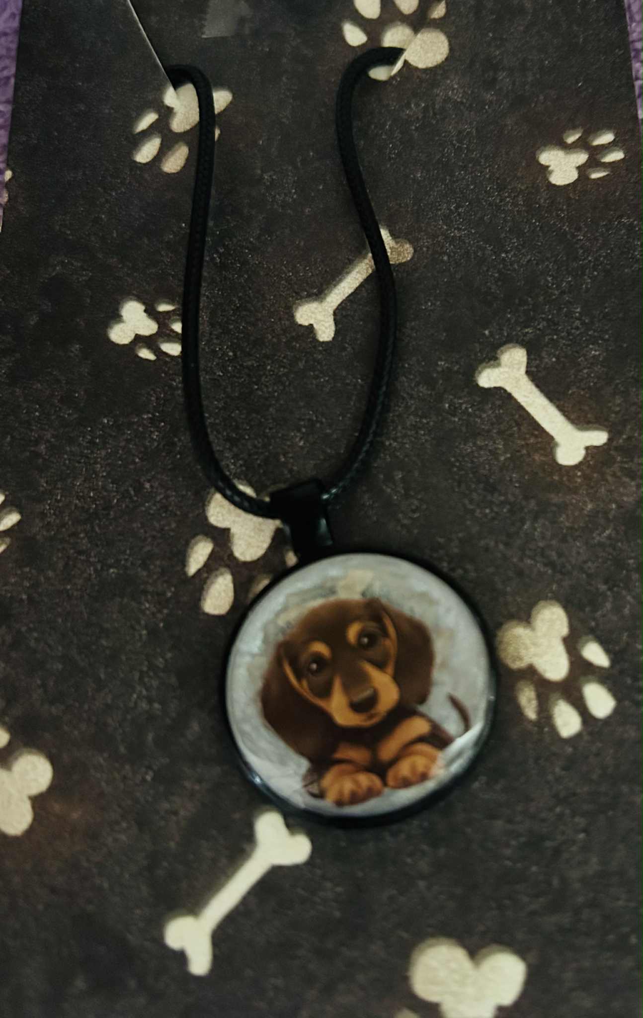 Round Dachshund Resin Pendant