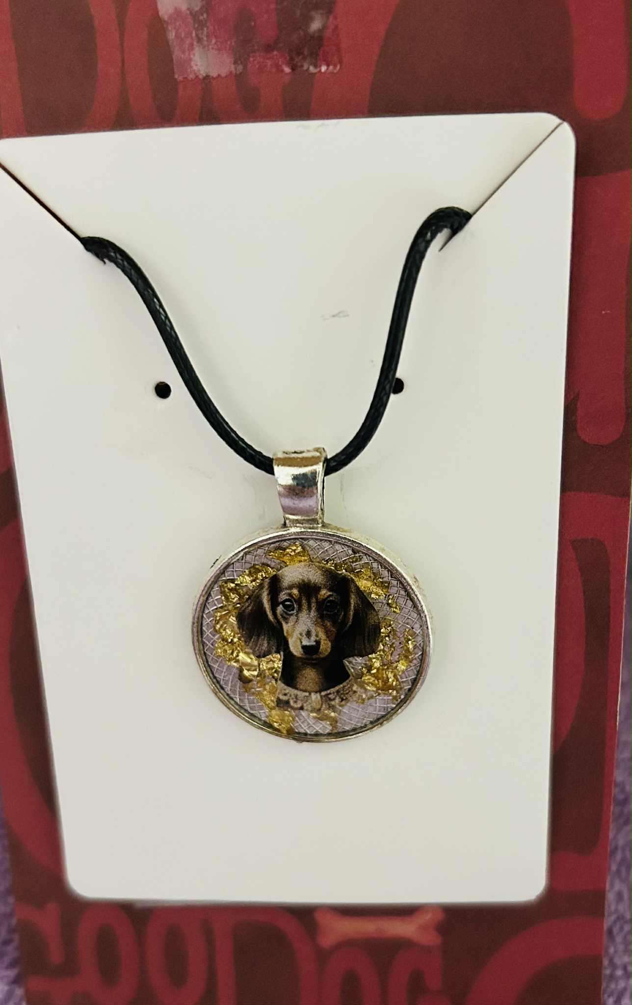 Round Dachshund Resin Pendant