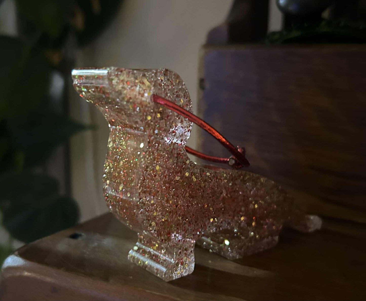 Christmas Glitter Resin Dachshund Ornament